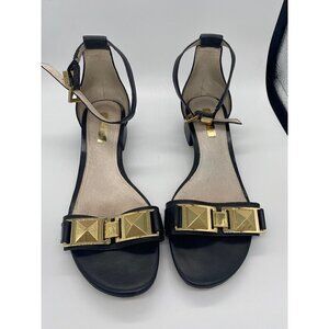 Louise et Cie black/gold leather sandals, size 7.5